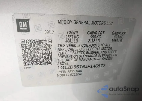 2018 Chevrolet Malibu Lt из США, поврежденный, VIN 1G1ZD5ST6JF146572